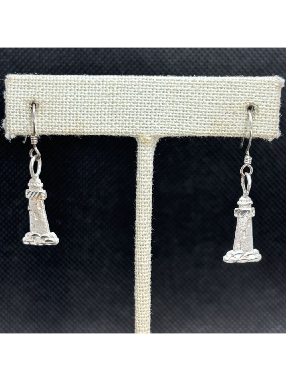 Lighthouse Dangle Earrings Satin Finish Sterling Silver 925 Lightweight 1.5" L